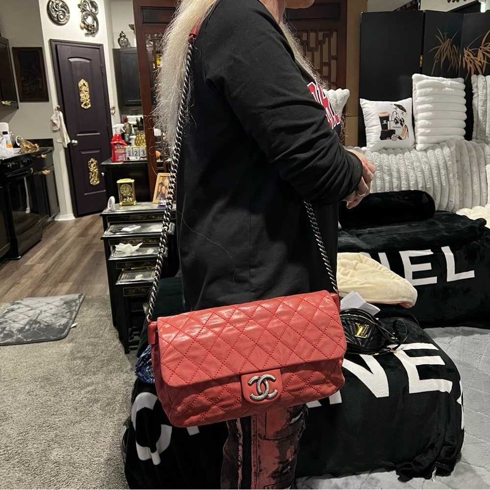 Chanel Coral Quilted Flap-Over Bag - Picture 15 of 15